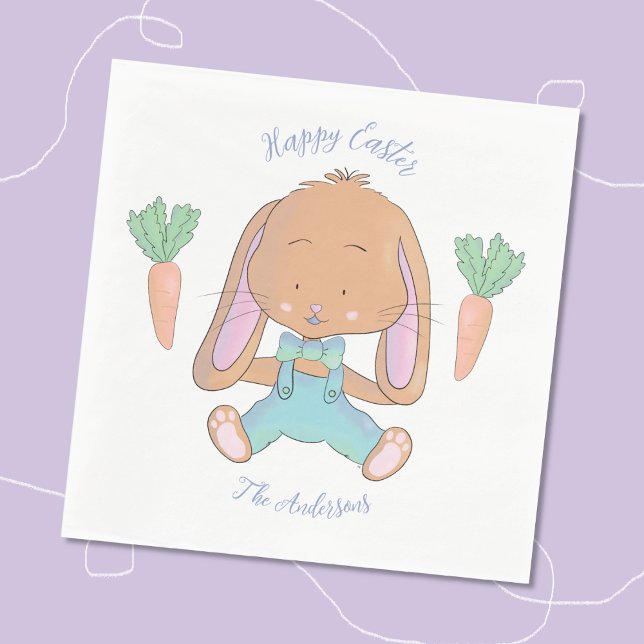 Cute Watercolor Bunny Easter Paper Napkin (Cute watercolor bunny Easter paper napkin .)