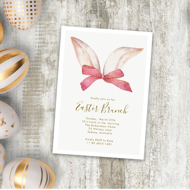 Cute Watercolor Bunny Floral Easter Brunch  Invitation (Creator Uploaded)