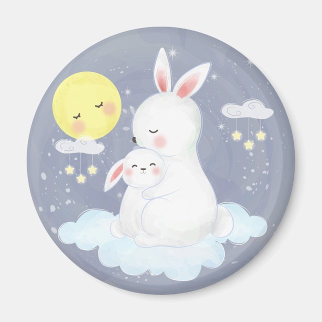 Cute Watercolor Bunny  Magnet (Front)