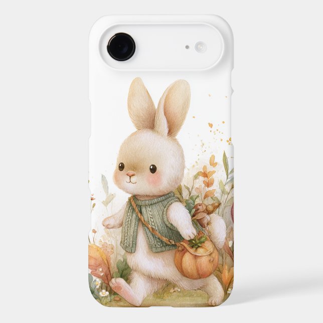 Cute Watercolor Bunny Pumpkin Harvest (Back)