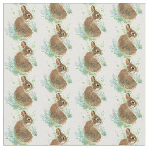 Cute Watercolor Bunny Rabbit animal Art Fabric
