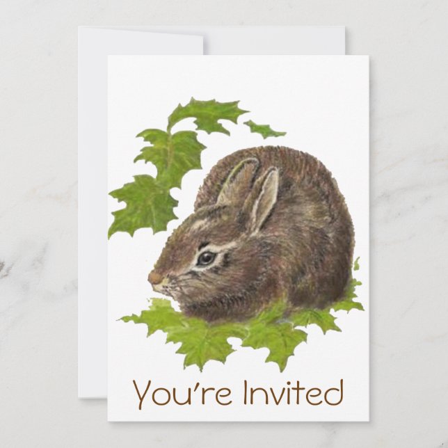Cute Watercolor Bunny Rabbit Birthday Party Invite (Front)