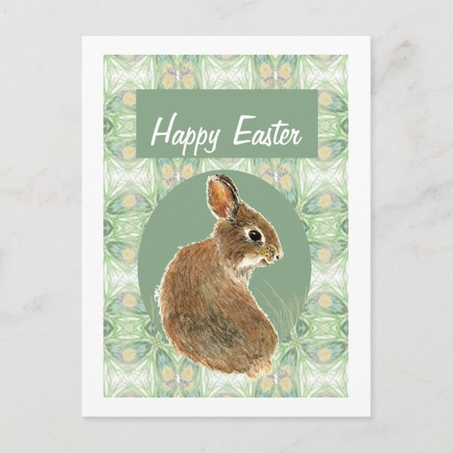 Cute Watercolor Bunny Rabbit Soft Pastel Colour Holiday Postcard (Front)