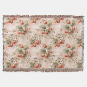 Cute Watercolor Bunny with Strawberries Throw Blanket
