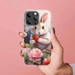Cute Watercolor Bunny with Strawberry & Floral  Case-Mate iPhone Case