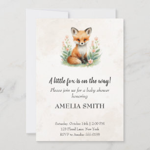 Cute Watercolor Bunny Woodland Animals Baby Shower Invitation