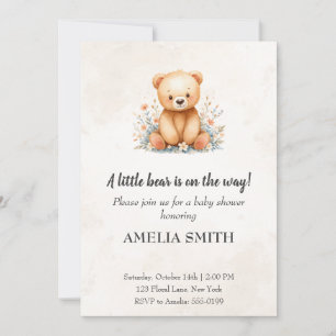 Cute Watercolor Bunny Woodland Animals Baby Shower Invitation