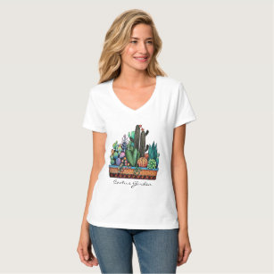 Cute Watercolor Cactus Garden In Pot T-Shirt