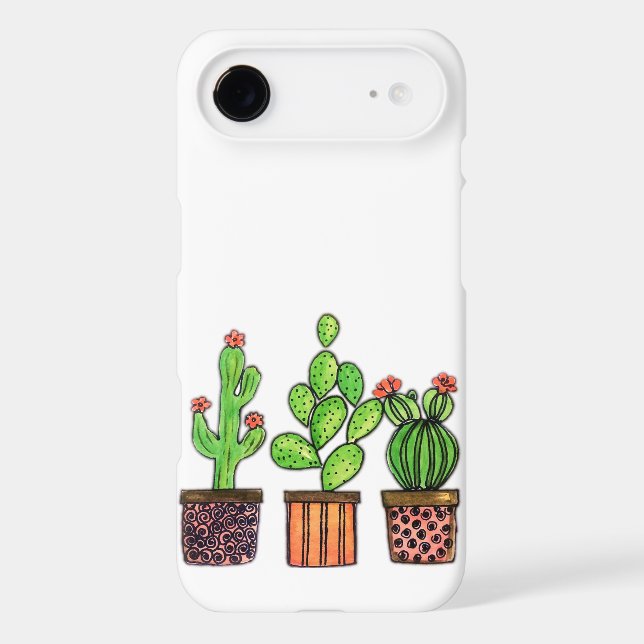 Cute Watercolor Cactus In Pots Case-Mate iPhone Case (Back)