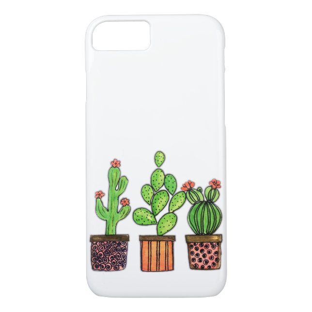 Cute Watercolor Cactus In Pots Case-Mate iPhone Case (Back)
