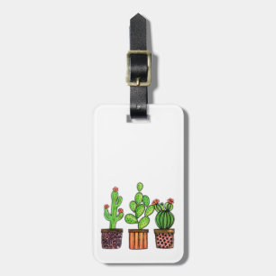 Cute Watercolor Cactus In Pots Luggage Tag