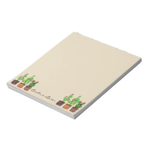Cute Watercolor Cactus In Pots Notepad
