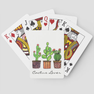 Cute Watercolor Cactus In Pots Playing Cards