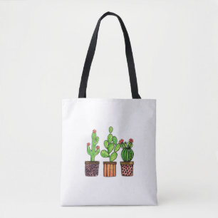 Cute Watercolor Cactus In Pots Tote Bag