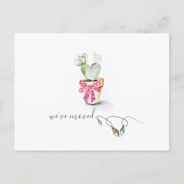 Cute Watercolor Cactus Moving Announcement (Front)