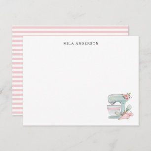 Cute watercolor Cake Mixer Flat Thank You Card