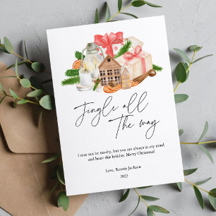 Cute Watercolor Candles and Gifts Christmas Flat Holiday Card