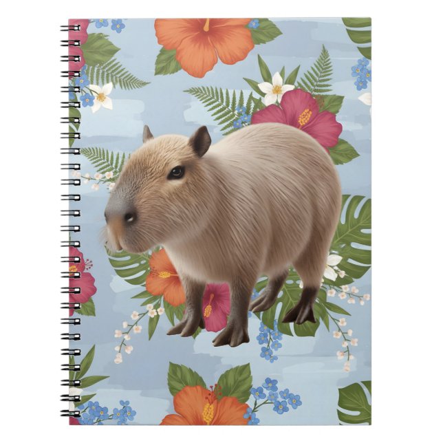 Cute Watercolor Capybara Animal Illustration Notebook (Front)