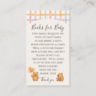 Cute Watercolor Capybara Books for Baby Enclosure Card