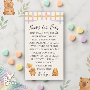 Cute Watercolor Capybara Books for Baby Enclosure Card