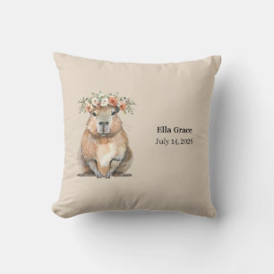 Cute Watercolor Capybara Cushion