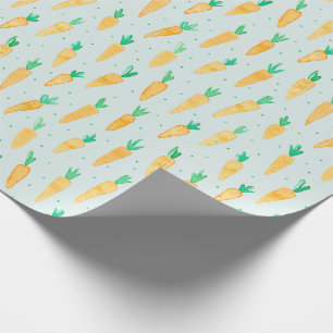 Cute Watercolor Carrots mint Wrapping Paper