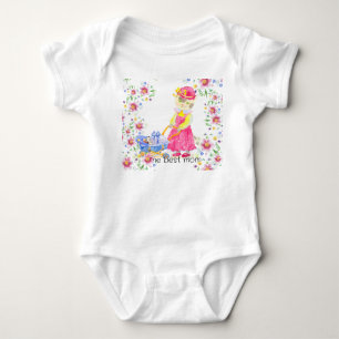 Cute watercolor cat and baby bodysuit