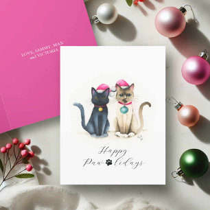Cute Watercolor Cat Christmas Cards