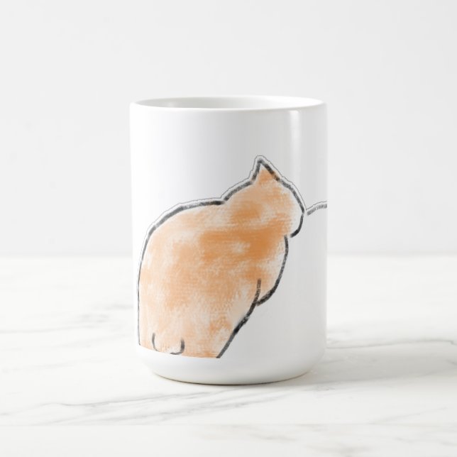 Cute Watercolor Cat Illustration Coffee Mug (Center)