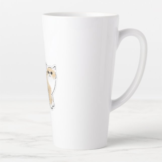 Cute Watercolor Cat Illustration Latte Mug (Right)