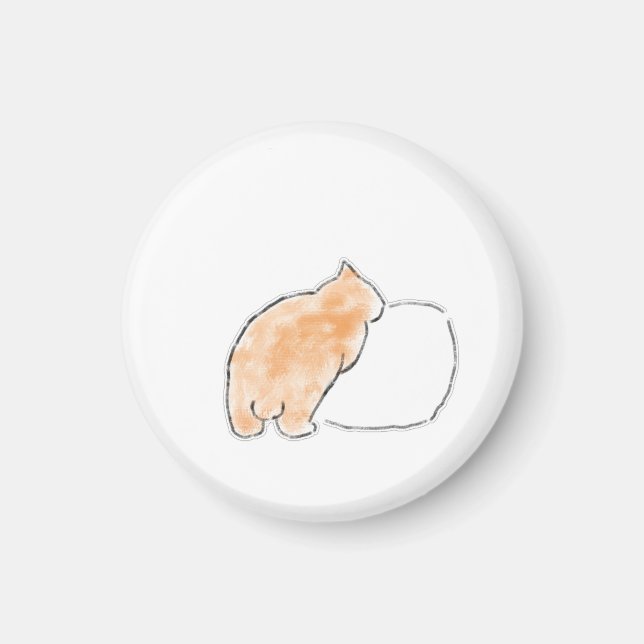 Cute Watercolor Cat Illustration Magnet (Front)