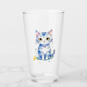 Cute watercolor cat (kitten) design glass
