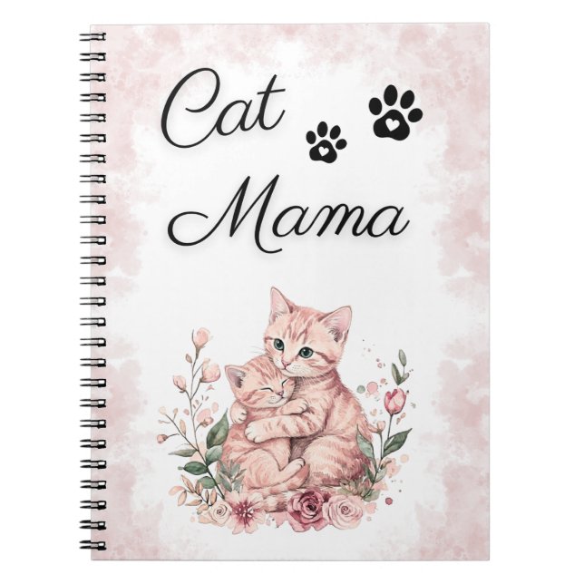 Cute Watercolor Cat Mum Notebook Gift For Her (Front)