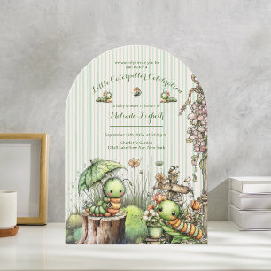 Cute Watercolor Caterpillar Garden Baby Shower  Invitation