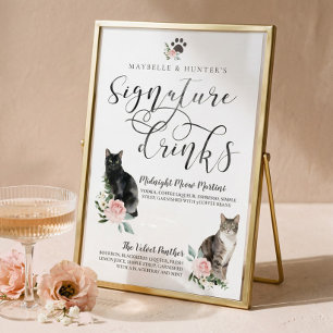 Cute Watercolor Cats Couple's Signature Drinks Poster