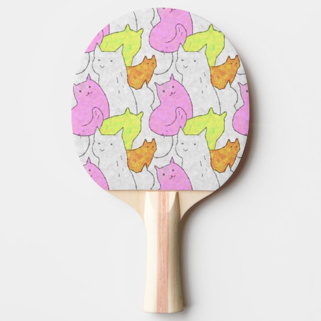 Cute Watercolor Cats Doodle Pattern Ping Pong Paddle (Front)