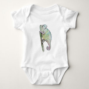 Cute watercolor chameleon baby bodysuit