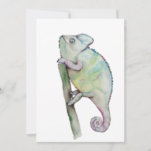 Cute watercolor chameleon invitation