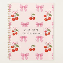 Cute Watercolor Cherry Bow Coquette Study Lesson