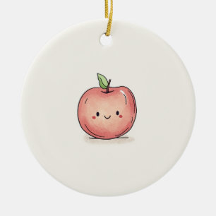 Cute Watercolor Chibi Apple Ceramic Tree Decoration