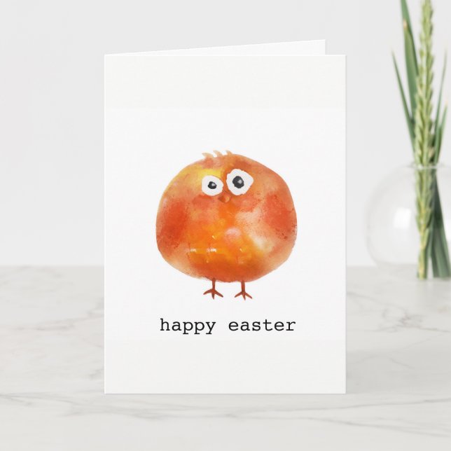 Cute watercolor chicken Easter Holiday Card (Front)
