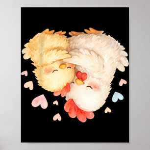 Cute Watercolor Chicken Gently Hugging _1 Poster