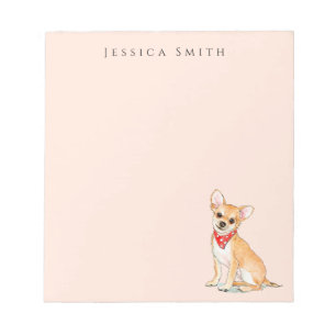 Cute watercolor Chihuahua dog Pink Notepad