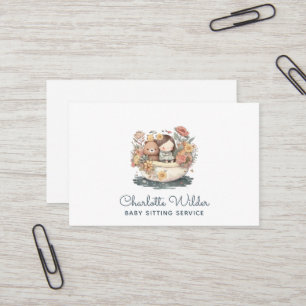 Cute Watercolor Child Baby Sitter Business Card