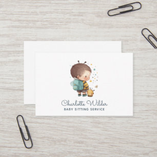 Cute Watercolor Child Baby Sitter Business Card