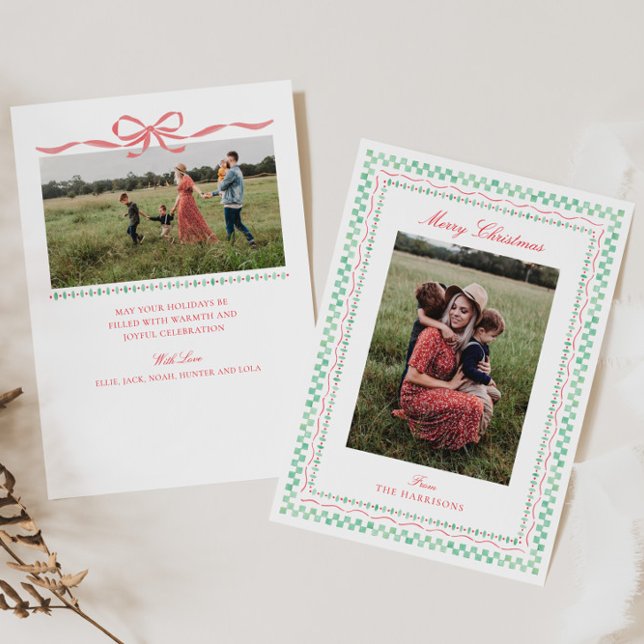 Cute Watercolor Christmas Frame Photo Holiday Card (Creator Uploaded)
