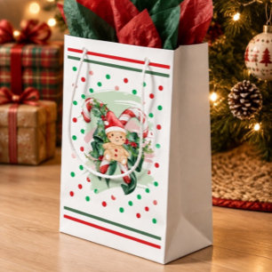 Cute Watercolor Christmas Gingerbread Man Small Gift Bag