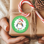 Cute Watercolor Christmas Penguin Gift Tag<br><div class="desc">Cute watercolor Christmas penguin and snowflakes to and from personalised gift tag stickers.</div>