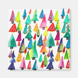 Cute watercolor Christmas trees Magnet