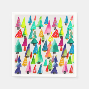 Cute watercolor Christmas trees Napkin